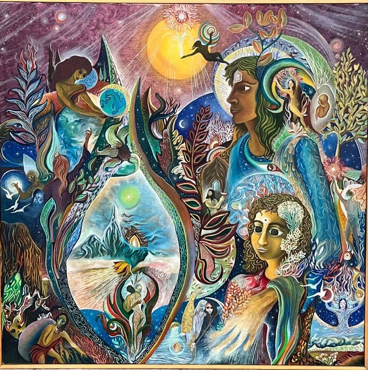 Künstler ? Grosses Gemälde  Oel auf Leinwand  102x102cm 1