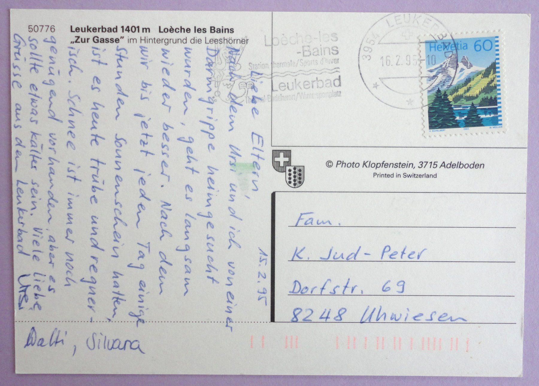 Cartoline postali: Leukerbad 1401 m, "Zur Gasse" – Usato da Fétigny venduto da Billy2miny 1