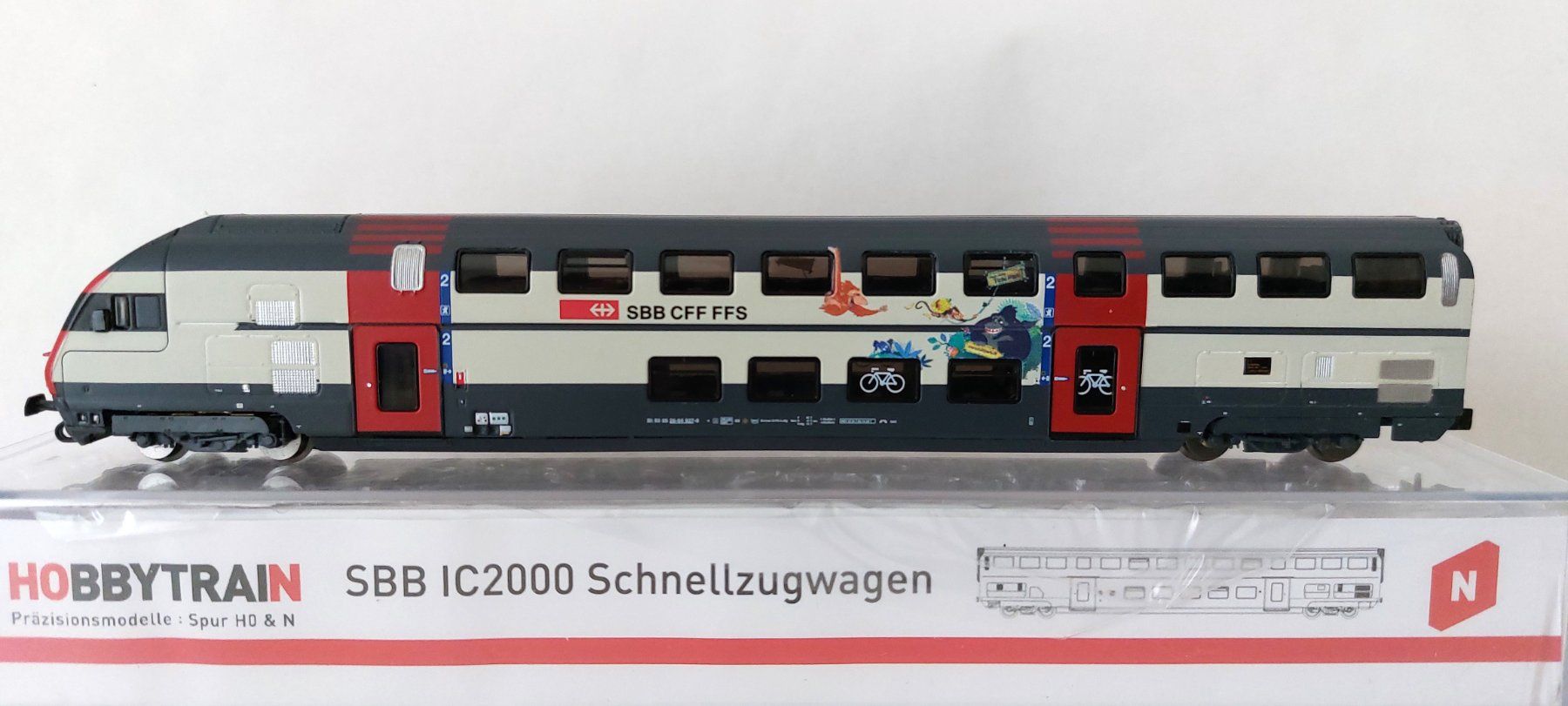 HOBBYTRAIN H25129 SBB IC2000Bt 2等制御車 Doppelstocksteuerwagen mit Familienabteil SBB IC2000 Bt(2E