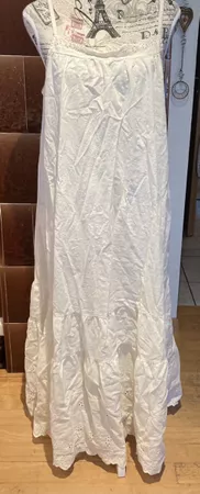 Sommerkleid lang weiss mit Spitzen, Gr.M