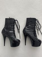 Pleaser DELIGHT-1020 Damen Stiefelette Schwarz Glanz EU 40