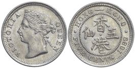 Hong Kong, Victoria, 5 Cents 1889