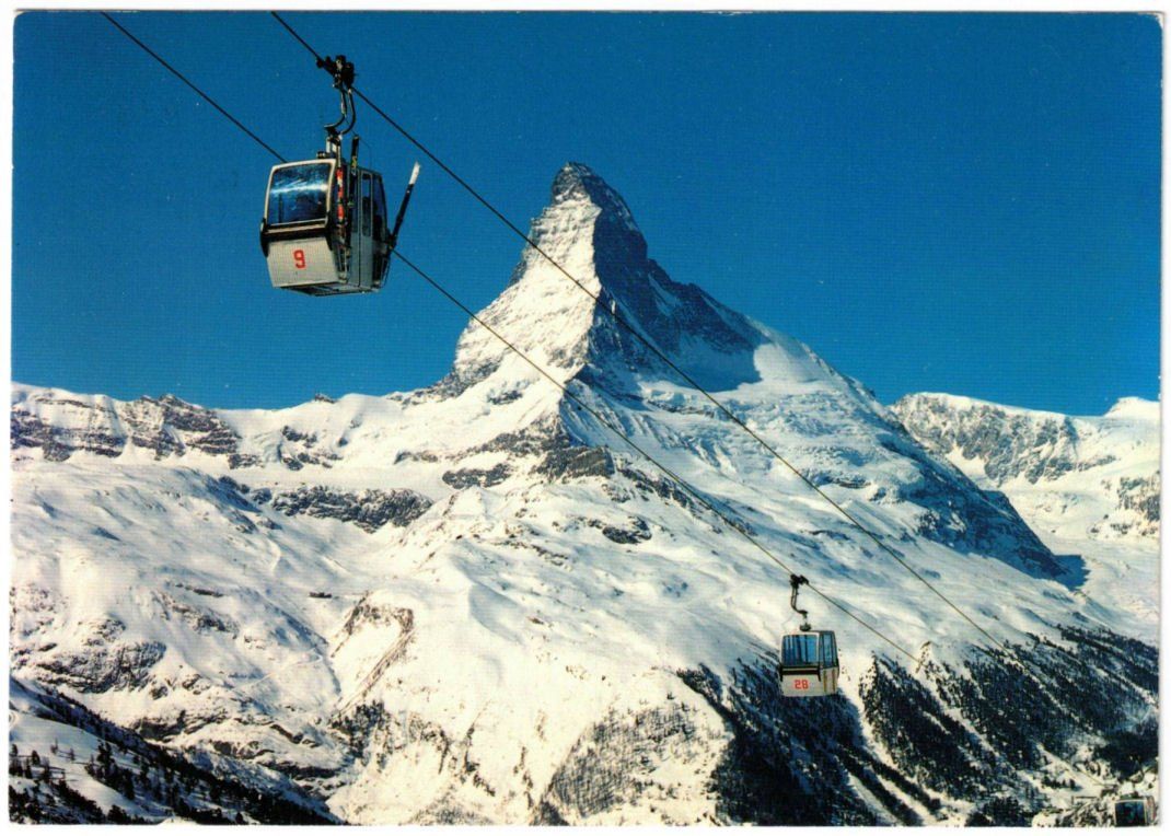 Cartoline postali: Zermatt - Gondelbahn Sunnegga--Blauherd – Usato da Binningen venduto da Mountainrider