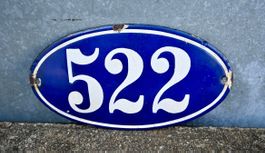 antik Emailschild Hausnummer 522 emaille oval