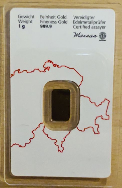 Metalli preziosi: Goldbarren 1 Gramm - Fine Gold 999.9 - Zertifiziert – Nuovo e nell'imballaggio originale da Neuhausen venduto da Hs8 1
