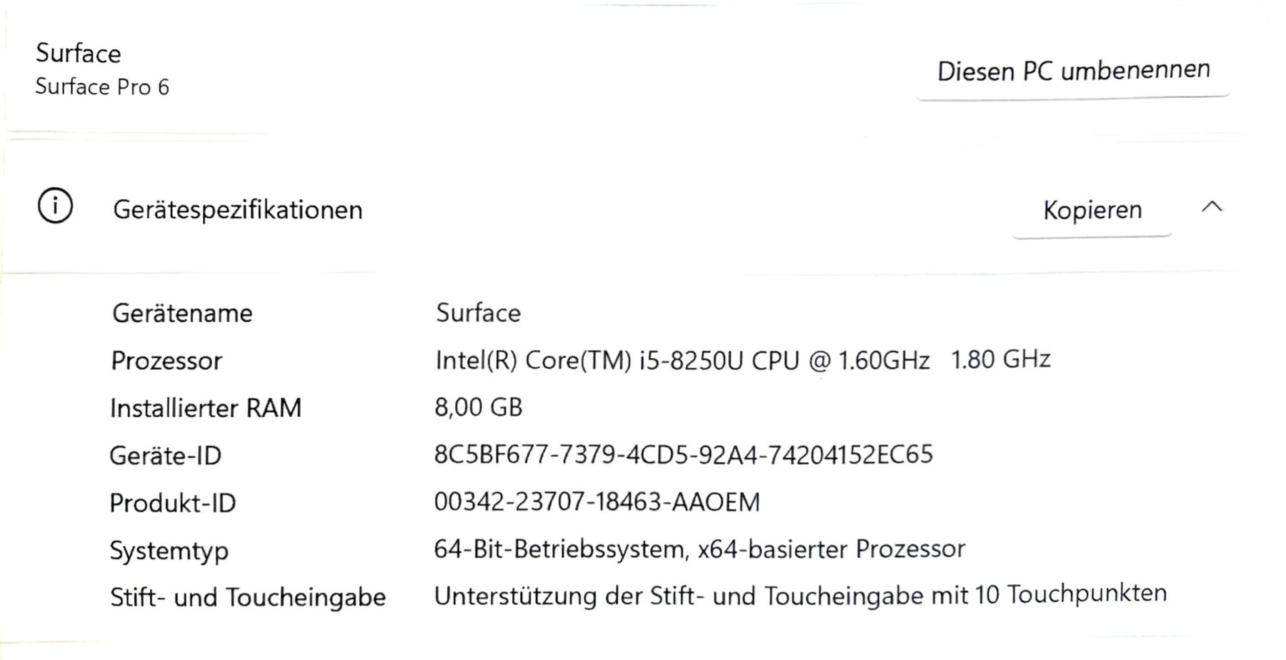 Microsoft Tablettes PC: Microsoft Surface Pro 6 – D'occasion à Oberhasli par Cortina 3