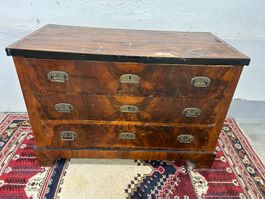 antike Kommode Biedermeier Stil Nussbaum / Wurzelholz 1860
