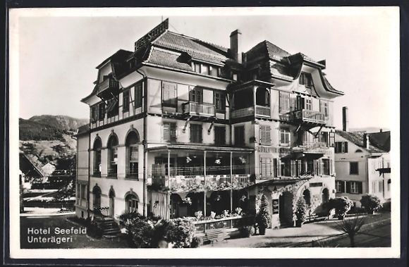 Cartoline postali: AK Unterägeri, Hotel Seefeld, 1955 – Usato da Berlin venduto da bartko-reher