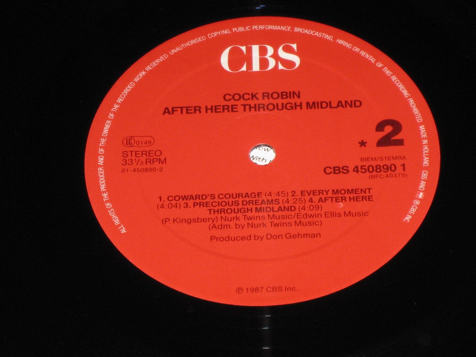 Schallplatten: LP - COCK ROBIN - AFTER HERE THROUGH MIDLAND – Gebraucht aus Steckborn von Quo7 2