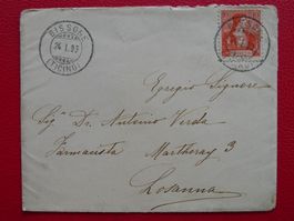 1909, Brief mit Nr.104 von BISSONE (TI) mit Vollstempel.
