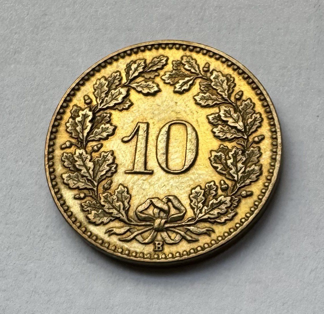 Tutti le monete: 1918 10 Rappen Messing -unz – Usato da Kirchberg SG venduto da Helveticus00 1