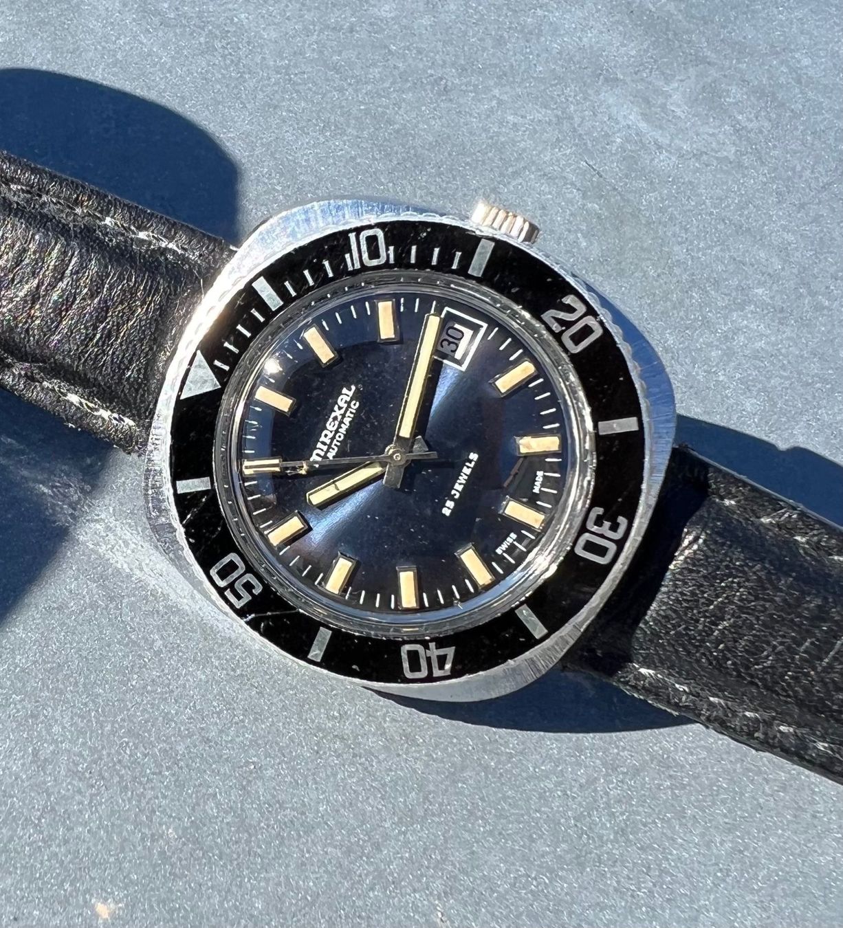 Orologi: Vintage blue dial patina jumbo watch – Usato da Morges venduto da thetimebureau 3