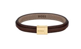 BOSS Armband Schmuck Edelstahl Armschmuck Lederarmband GROVE