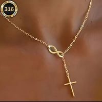 Collier croix doré, NEUF
