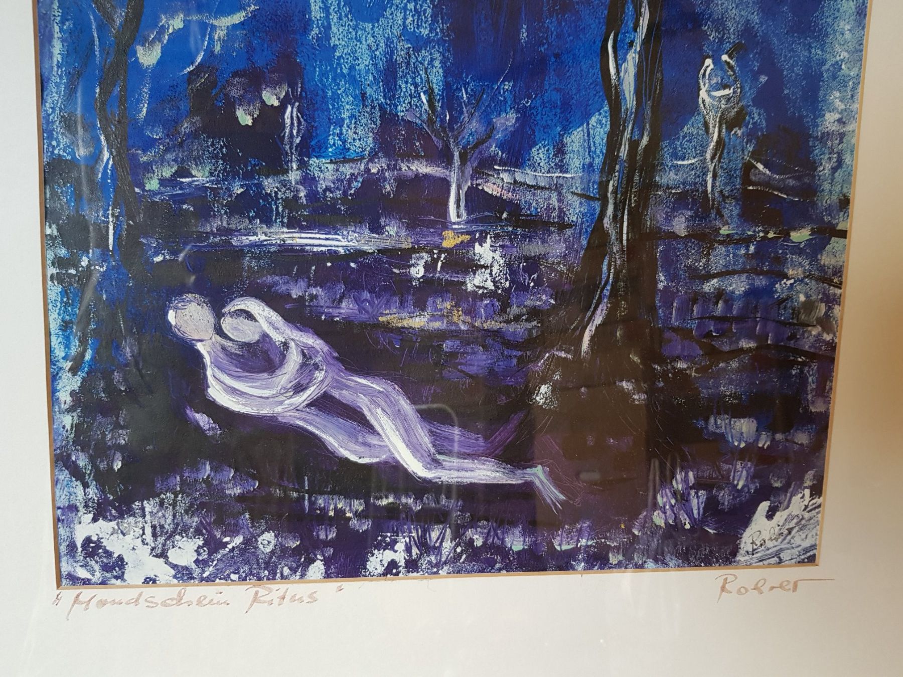 Dipinti: Gemälde Aquarell "Mondschein Ritus", signiert Rohner – Usato da Berneck venduto da heikodzint 1
