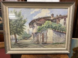Aquarelle originale d'Ernest Châtelain, signée, cadre 52