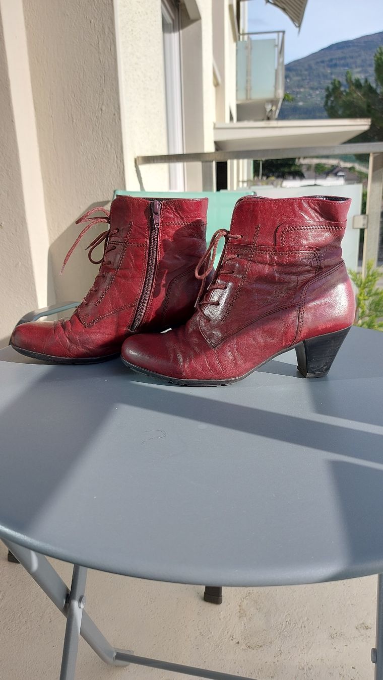 Gabor Scarpe da donna: Bottines rouges en cuir véritable – Usato da Sion venduto da aud_7pxl