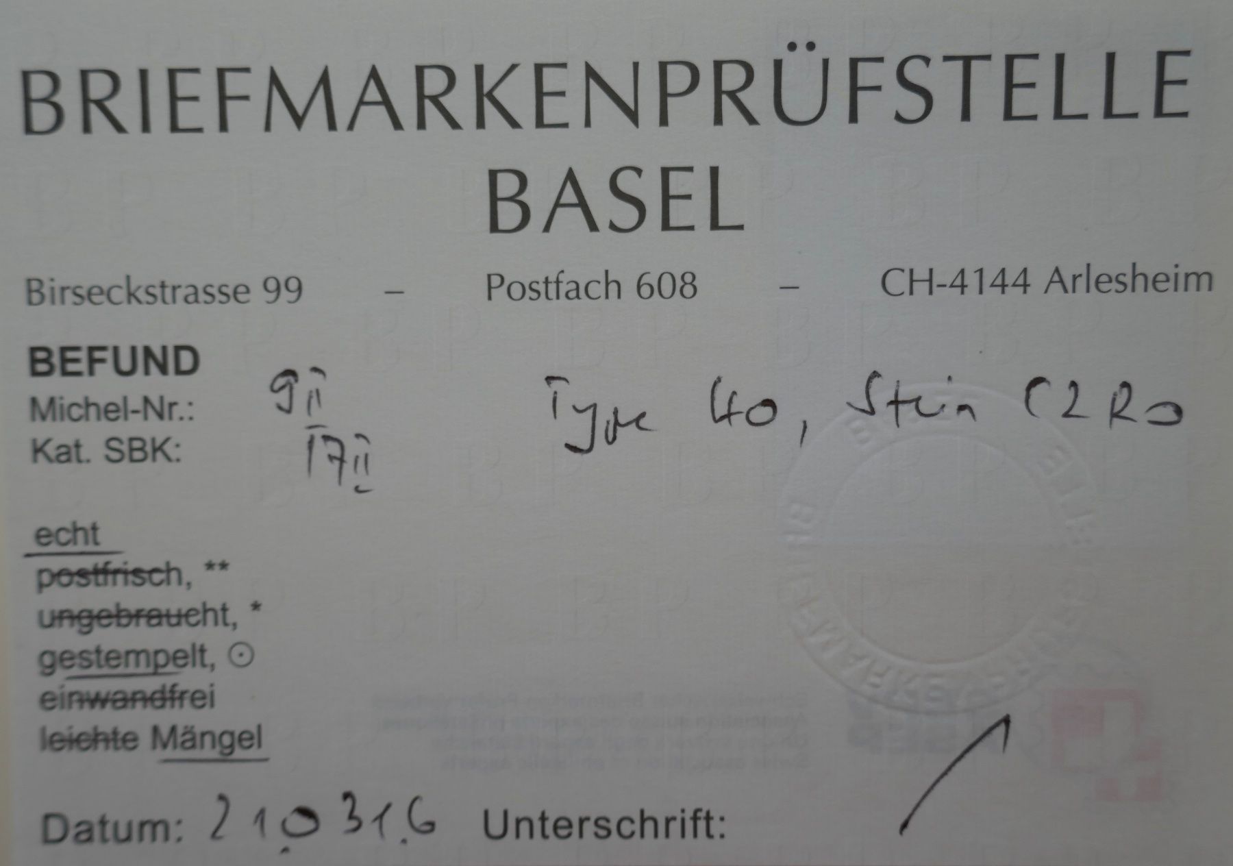 Tutti i francobolli: 1851 Rayon II SBK Nr. 17II  Befund Eichele. – Usato da Möhlin venduto da PHILABARTIS 3