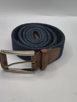 Torino MEN's navy braided belt with tan leather trim