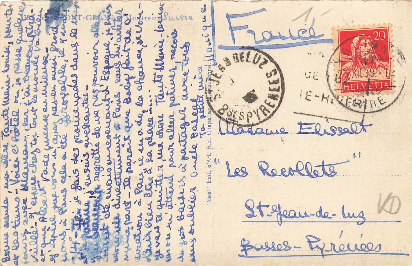 Cartoline postali: Valmont s. territet  Montreux – Usato da Biasca venduto da Blenio71 1