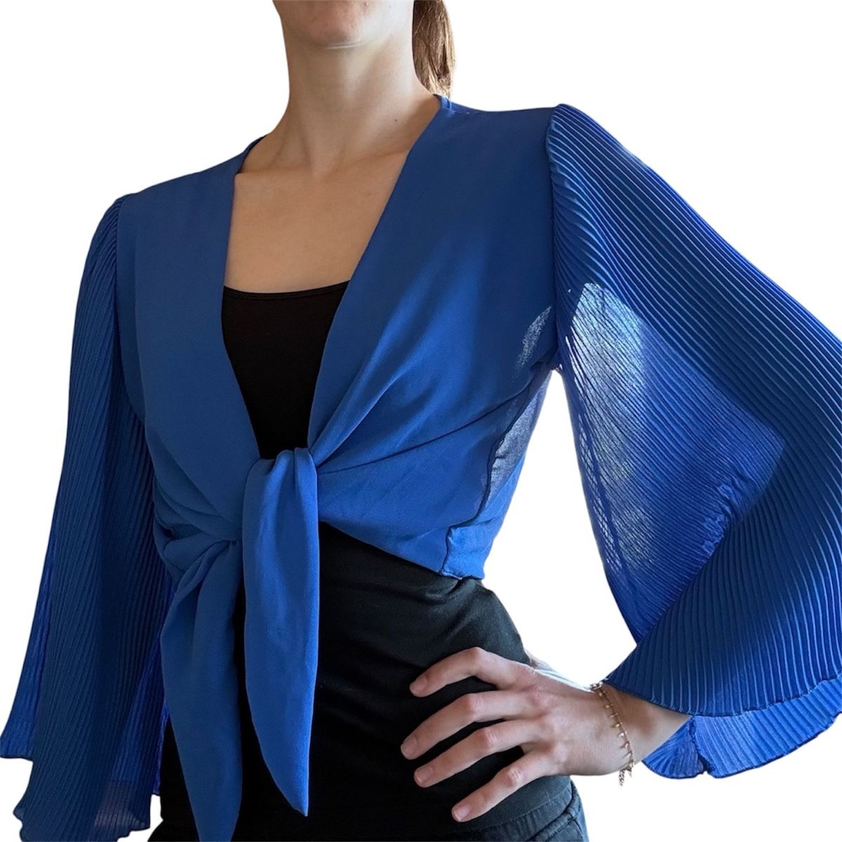 Top: Top bleu fluide à nouer devant - S/M - jamais porté – Nuovo e nell'imballaggio originale da Montana venduto da Jeanne_huggler