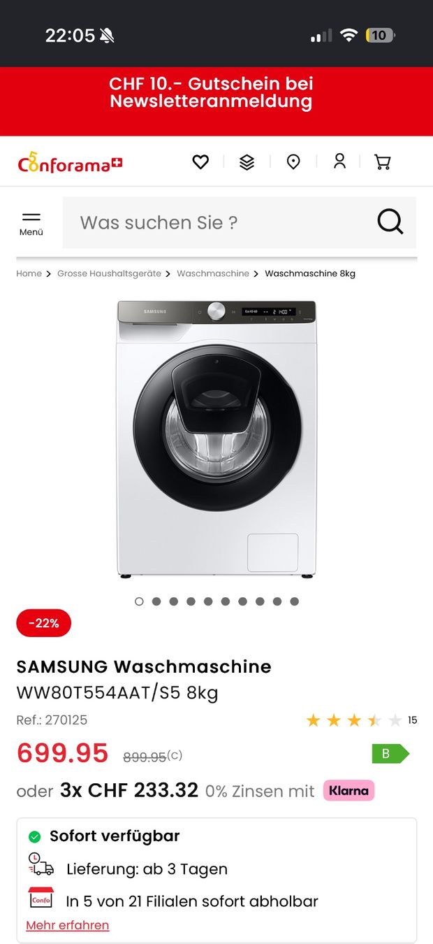 Samsung Waschmaschinen: Samsung Waschmaschine WW80T554AAE – Gebraucht aus Frauenfeld von dav_2lvb 1