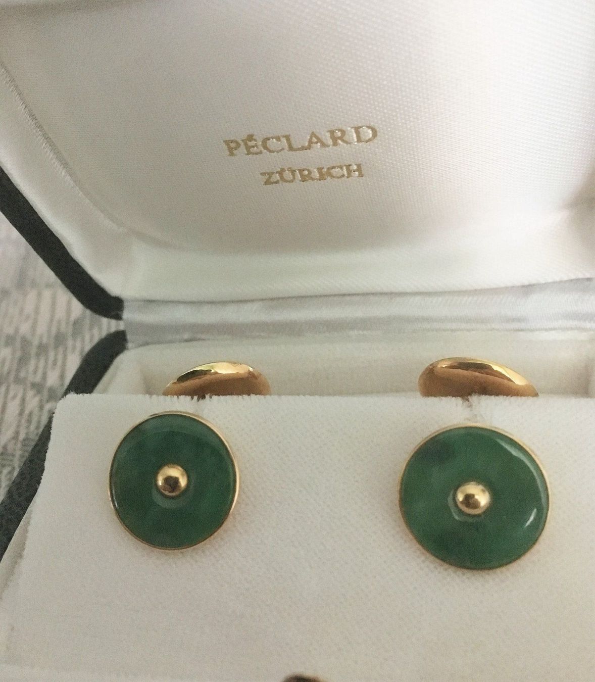 Gemelli: Edle Manschettenknöpfe Gold mit Jadeit-Pi Scheiben – Nuovo (secondo la descrizione) da Zürich venduto da baracuda8048 1