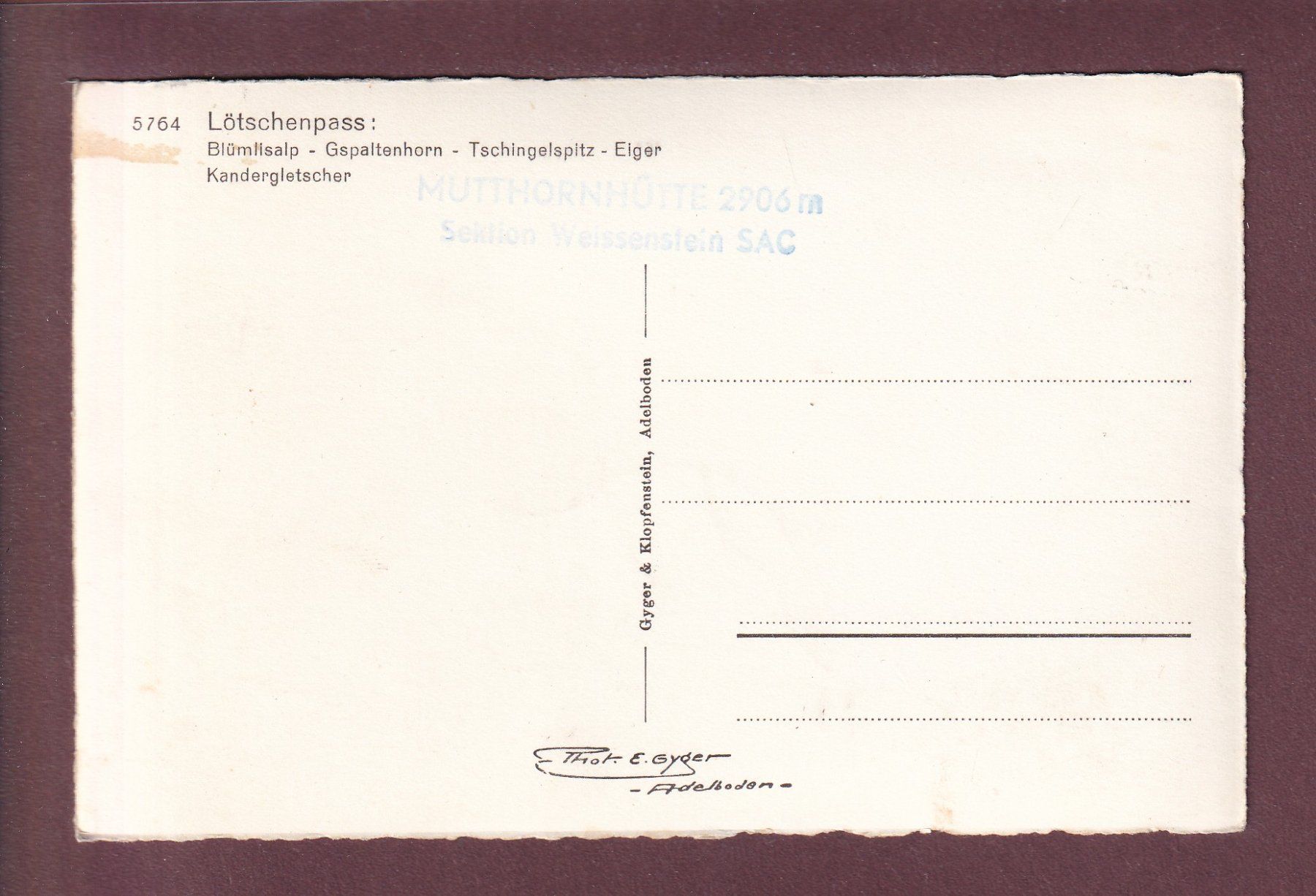 Ansichtskarten: LÖTSCHENPASS – Gebraucht aus Pully von nicecards 1