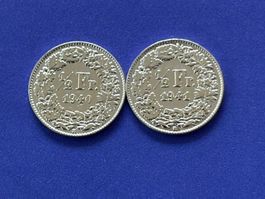 1/2 Fr. 1940 und 1941 Sehr vorzüglich und Rar für Sammler