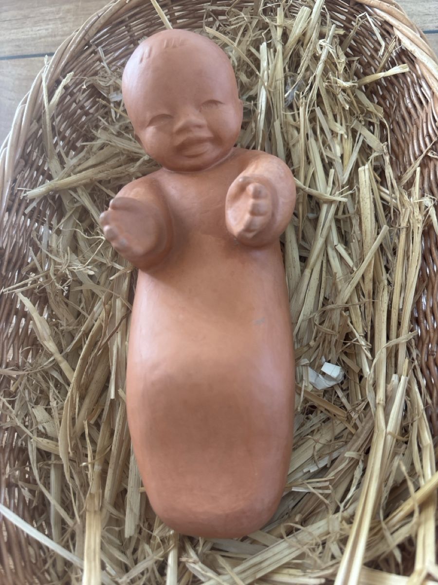 Sculture & Statue: Krippenfigur Jesuskind, Ton, handgemacht, Vintage. – Usato da Kriens venduto da Wundertuete17 2