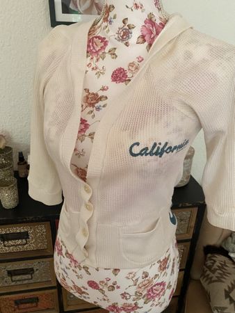 Kapuzen Shirt Gilet Jacke Gr XS mit Print