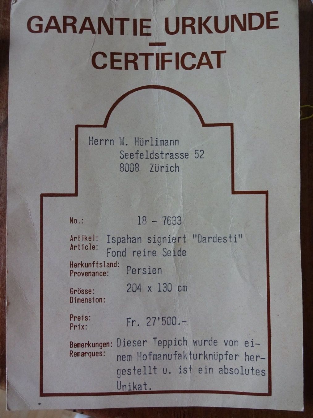 Tappeti: Isfahan Dardesti Orientteppich – Usato da Winterthur venduto da 1956ingi 3