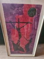 Bild "Kreuzigung" P.K. Stadler 1966 gerahmt 90cmX50cm