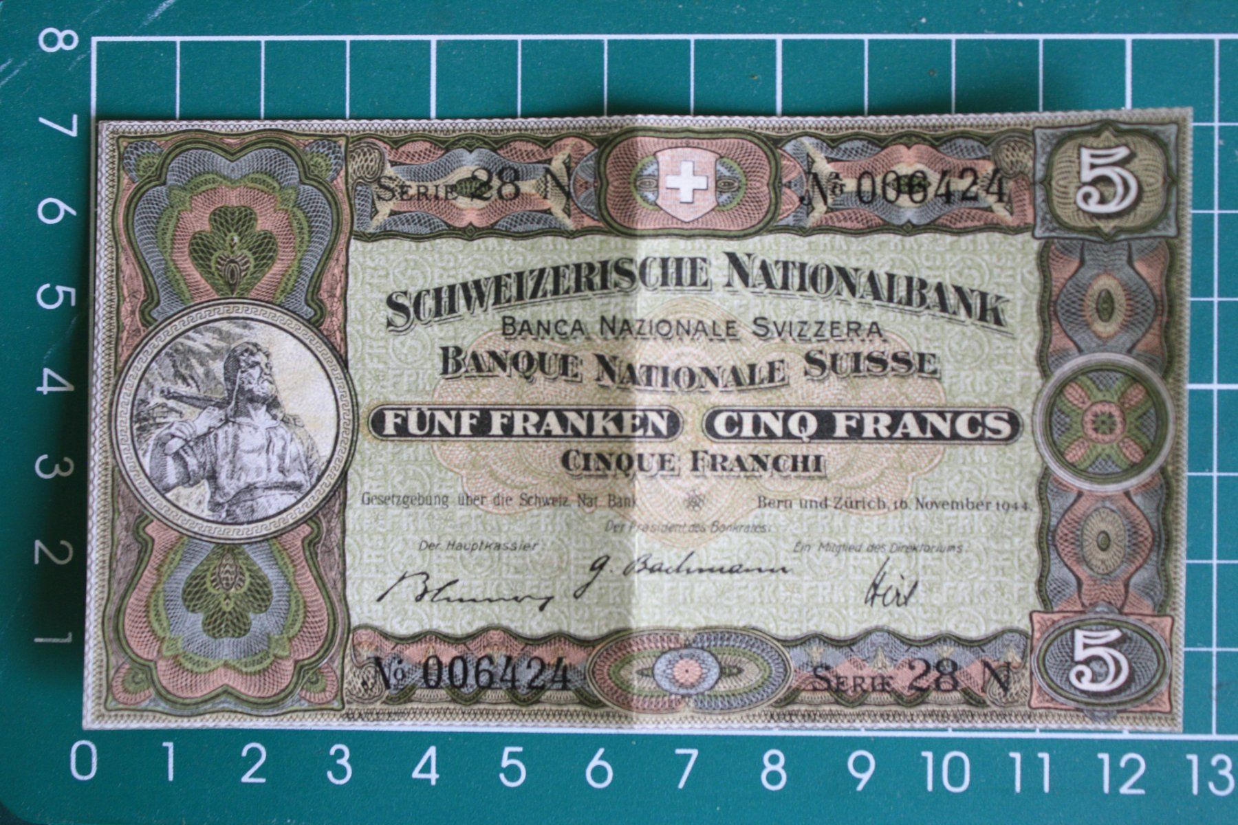 Banknoten: schweizer wilhelm tell banknote 5 franken 1944 – Gebraucht aus Laupen BE von Gufi57