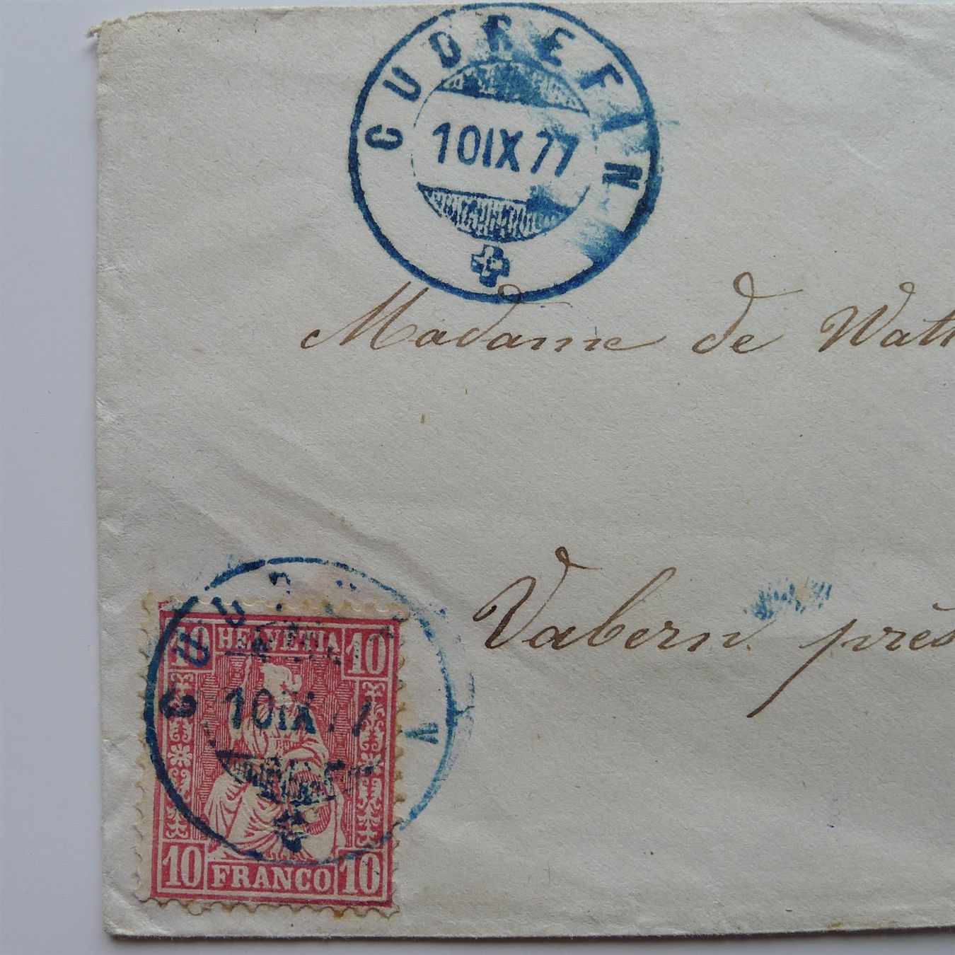 Alle Briefmarken: 1877, Brief von Cudrefin, Stempel blau! – Gebraucht aus Ebikon von SilvioFreund 1