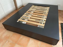 NORDLI Bettgestell mit Schubladen, schwarz, 160x200 cm