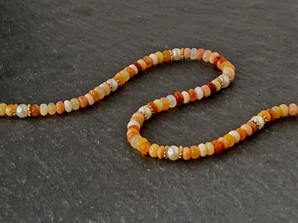 Ketten: Opal & Pearl Necklace - Gold Plated Silver – Neu und originalverpackt aus Rüschlikon von ThereseJewelryDesign 4