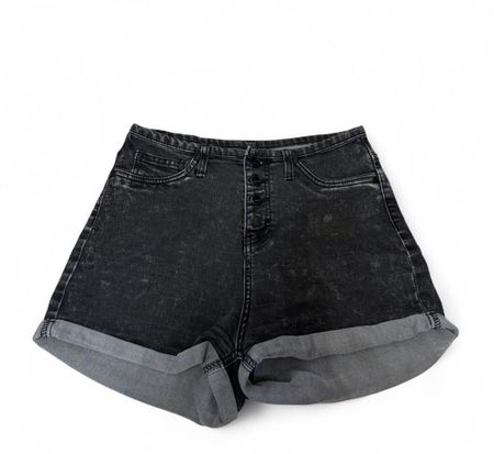 Jeans Shorts schwarz mit Knopfleiste
