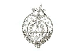 Jugendstil Platin Diamant Brosche *S3321