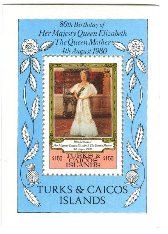 Alle Briefmarken: Block "Queen Mum". Turks- und Caicosinseln. – Neu und originalverpackt aus Basel von Butsch5