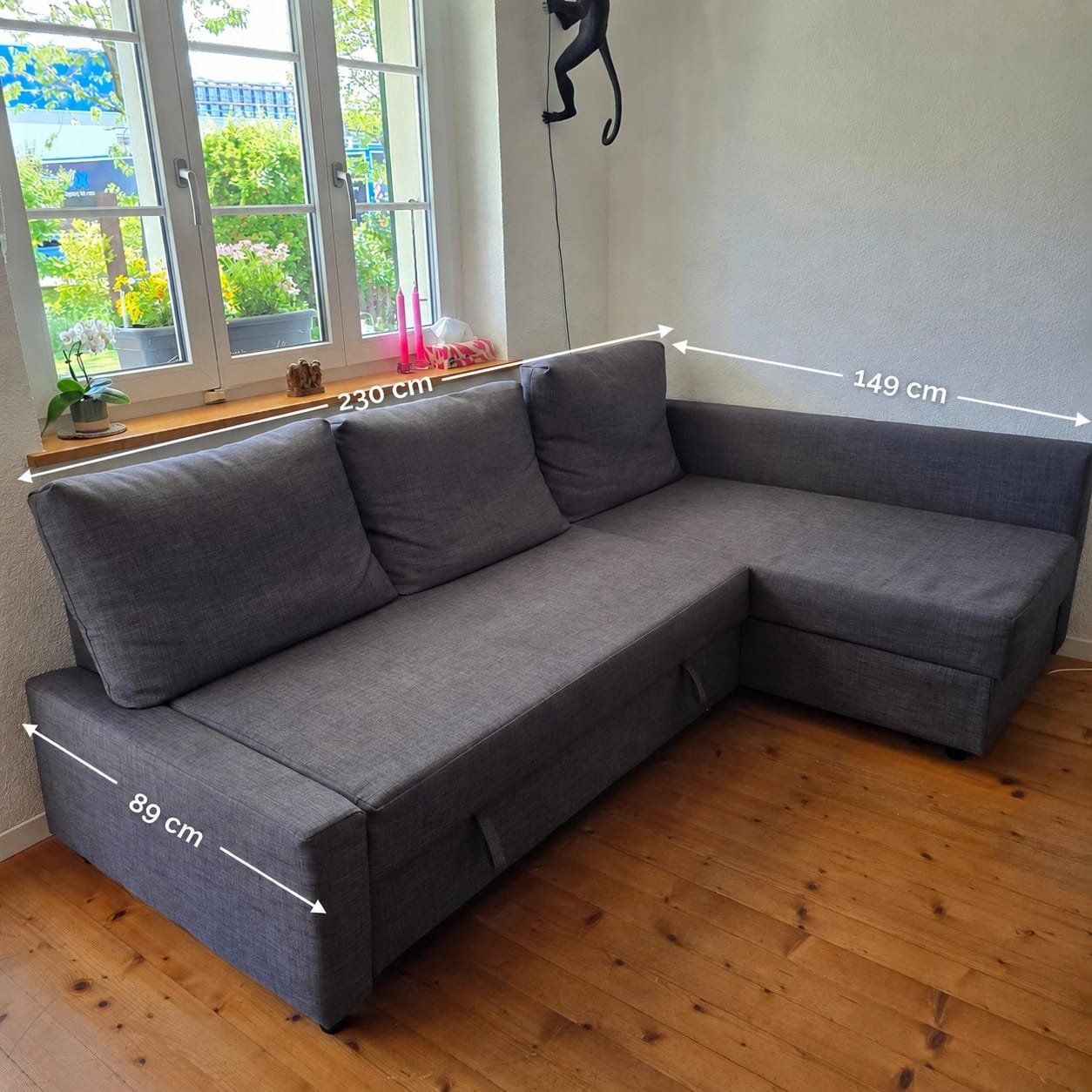 Ikea Divani: Schlafsofa / Ecksofa grau mit Bettfunktion und Stauraum – Usato da Zollikofen venduto da elias.D91