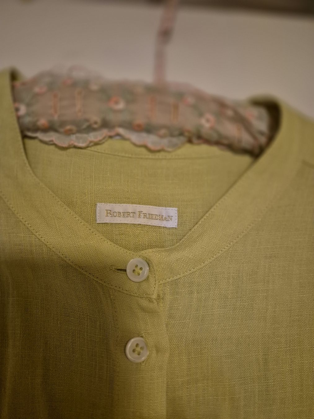 Robert Friedman Vestiti: Robert Friedman Hemdblusekleid Gelb/Limette Leinen Grösse L, – Nuovo (secondo la descrizione) da Herrliberg venduto da SELENONAUTKA 2
