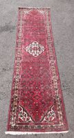 Roter Vintage handgeknüpfter Orient Teppich, Läufer