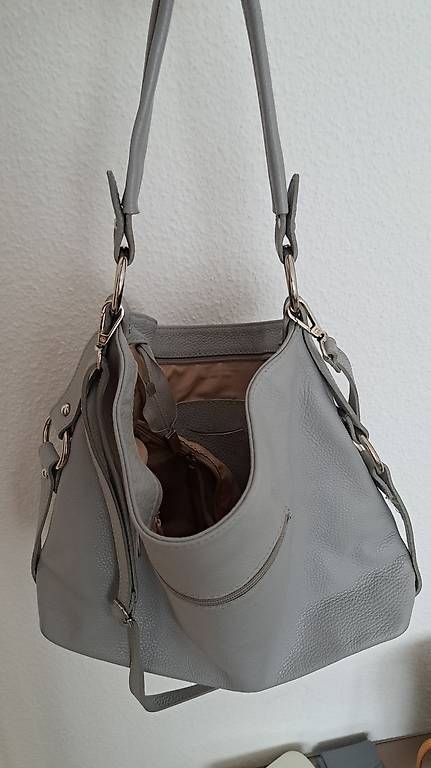 Borse da donna: Damen-Handtasche echtes Leder, hellgrau – Usato da Uetikon am See venduto da graziella82 2