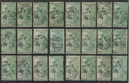 Steckkarte mit 77B UPU 1900,  gestempelt