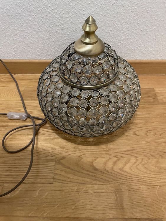 Tischleuchte Alexis Mit Kristall Chrom/weiß, Gold/creme