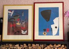 Bilder 2 Stk. gerahmt abstrakt Kunst (Miro-Stil)