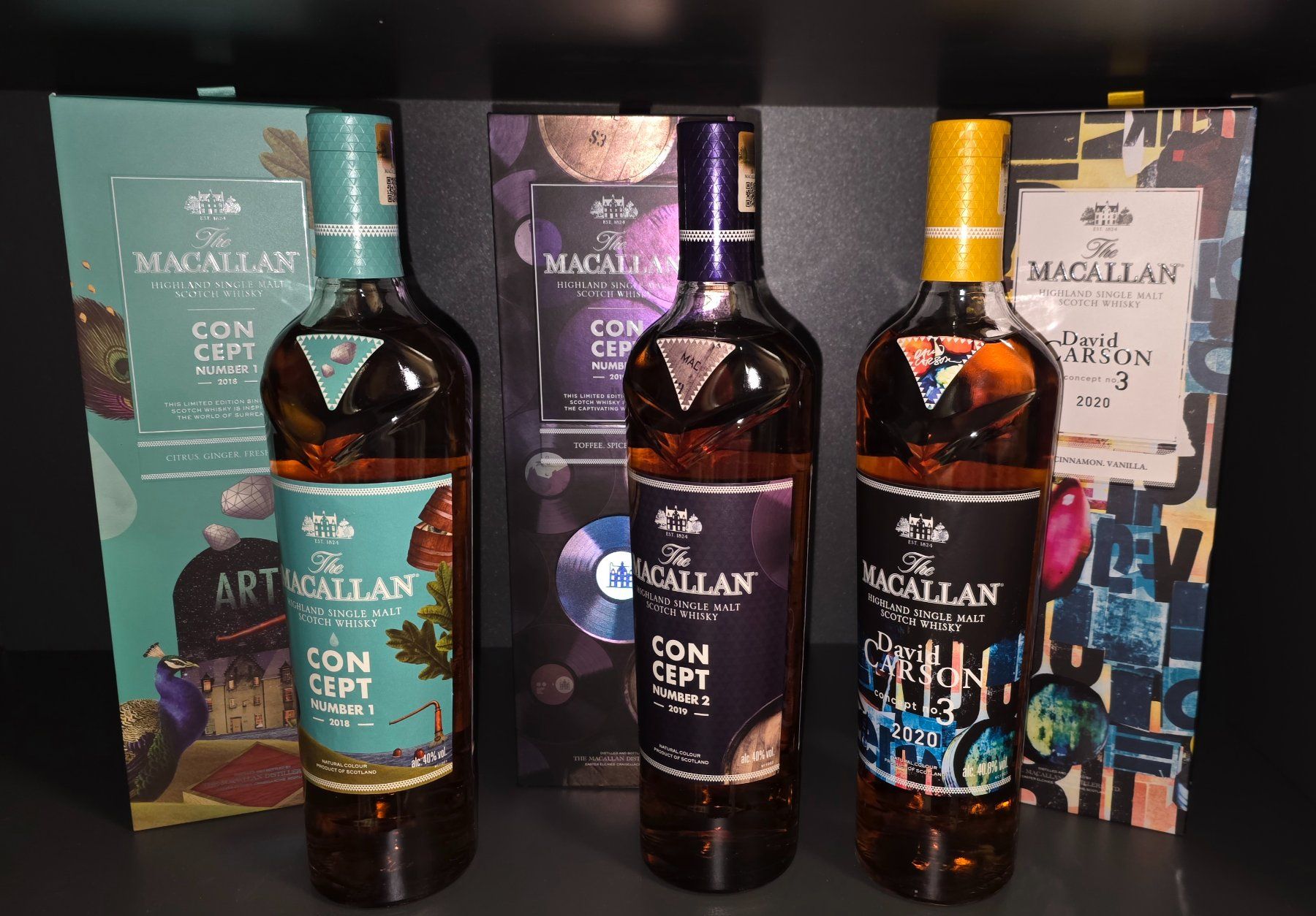 Macallan Bevande alcoliche: Macallan Concept Serie Nr. 1, 2 & David Carson 3, Top! – Nuovo e nell'imballaggio originale da Bülach venduto da mik_8hsl