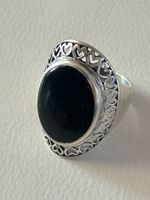 Vintage Silber Ring mit Onyx Stein, Grösse 55 💍