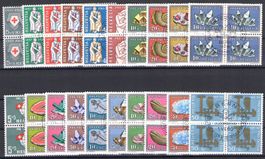 1957-1960/B81-100, 4 Viererblockserien gestempelt ET (13696)